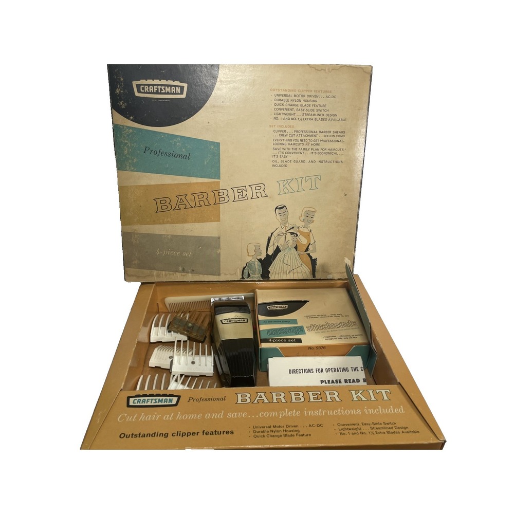 Vintage Craftsman Professional Barber Kit 93742 Sears W/Massage Tested WORKS